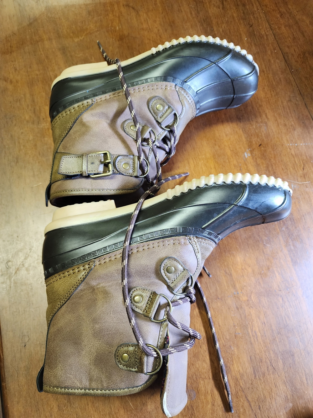 Maurives Womens Sz 9 Waterproof Duck Boots in Brown and Black - Picture 4 of 7